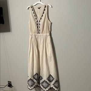 Universal Thread Cream 💯 cotton Maxi Dress with Black Embroidery. Size small.